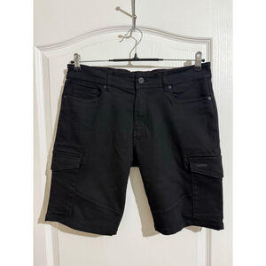 Men's Marc Asher Black Cargo Shorts Waist 34 with Red Stitching